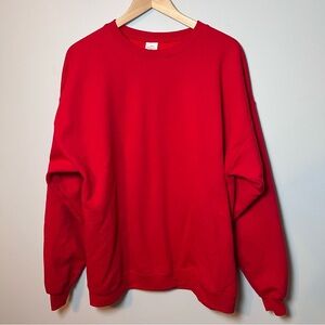 Hanes ecosmart Crewneck Mens XL Solid Red Sweatshirt 50/50 Basic Fleece Pullover